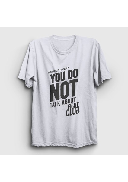 Unisex Beyaz Rule Film Dövüş Kulübü Fight Club T-Shirt