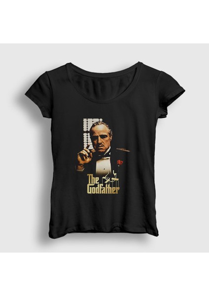 Kadın Siyah Marlon Film Baba The Godfather T-Shirt
