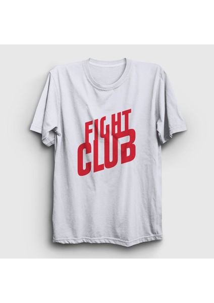 Unisex Beyaz Logo Film Dövüş Kulübü Fight Club T-Shirt