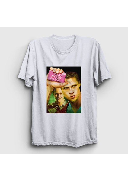 Unisex Beyaz Cover Film Dövüş Kulübü Fight Club T-Shirt