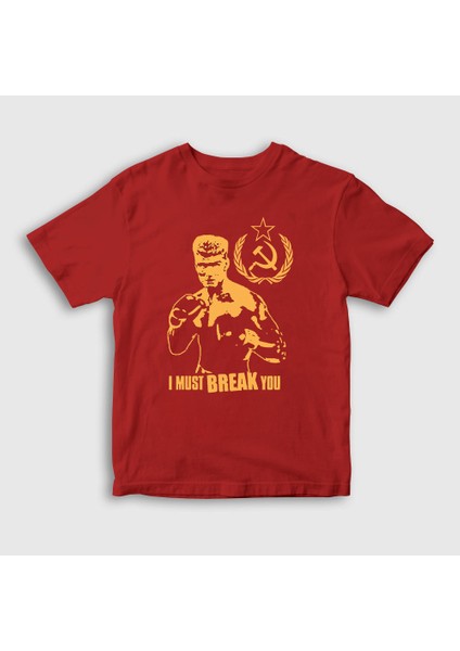 Unisex Çocuk Kırmızı Soviet ivan Drago Film Rocky T-Shirt