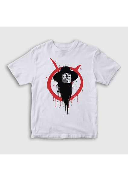 Unisex Çocuk Beyaz Logo V2 Film V For Vendetta T-Shirt