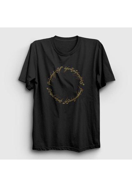 Unisex Siyah Script Yüzüklerin Efendisi The Lord Of The Rings T-Shirt
