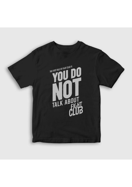 Unisex Çocuk Siyah Rule Film Dövüş Kulübü Fight Club T-Shirt