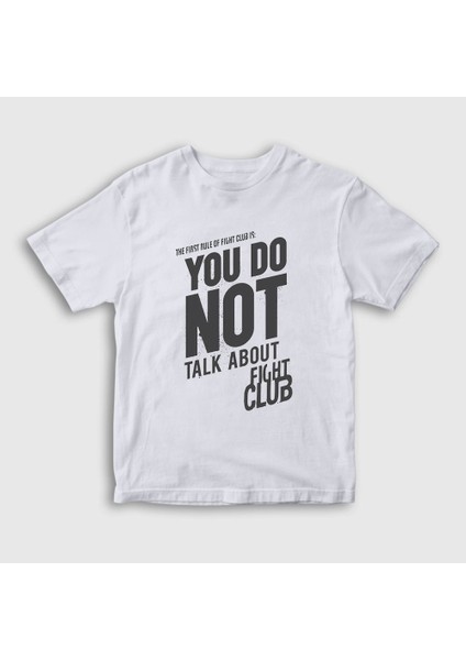 Unisex Çocuk Beyaz Rule Film Dövüş Kulübü Fight Club T-Shirt
