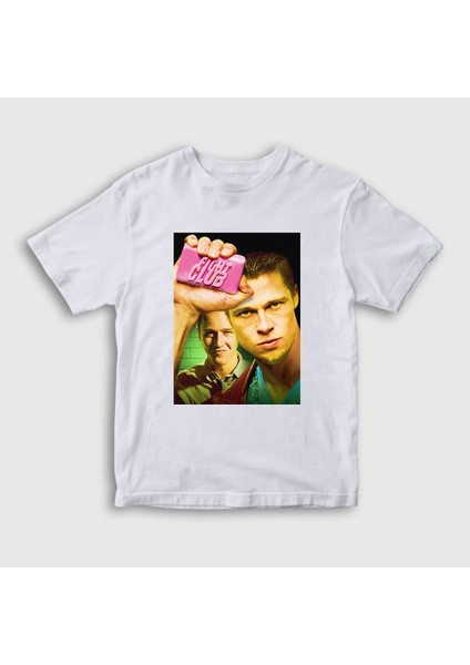 Unisex Çocuk Beyaz Cover Film Dövüş Kulübü Fight Club T-Shirt