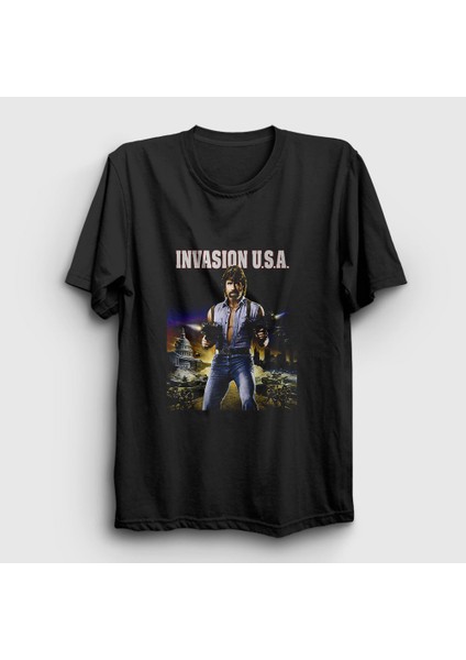 Unisex Siyah invasion Chuck Norris T-Shirt