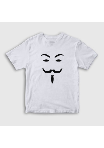 Unisex Çocuk Beyaz Mask Film V For Vendetta T-Shirt