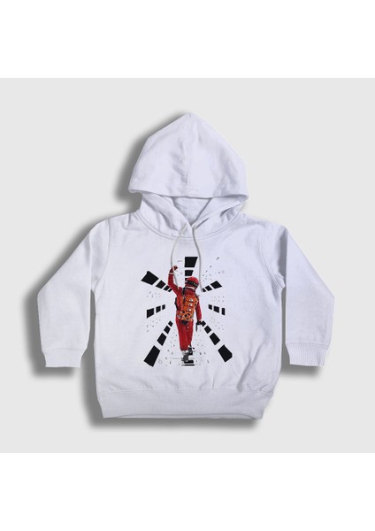 Unisex Çocuk Beyaz Astronot Film 2001 A Space Odyssey Kapüşonlu Sweatshirt