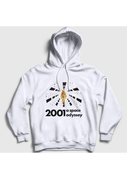 Unisex Beyaz Astronot V2 Film 2001 A Space Odyssey Kapüşonlu Sweatshirt