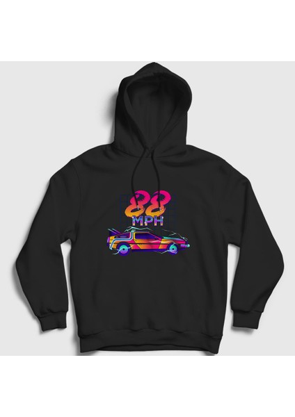 Unisex Siyah 88 Mph Film Geleceğe Dönüş Back To The Future Kapüşonlu Sweatshirt