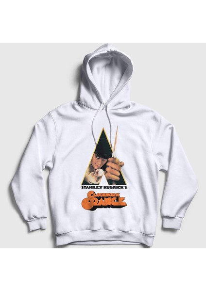 Unisex Beyaz Cover Film Otomatik Portakal A Clockwork Orange Kapüşonlu Sweatshirt
