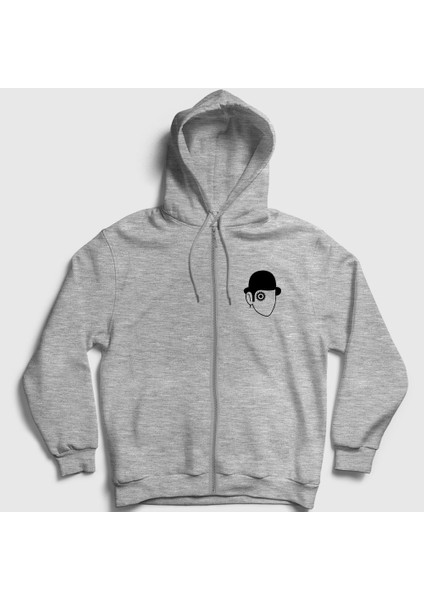 Unisex Gri Eye Film Otomatik Portakal A Clockwork Orange Fermuarlı Kapüşonlu Sweatshirt