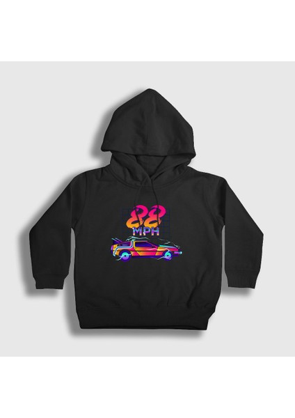 Unisex Çocuk Siyah 88 Mph Film Geleceğe Dönüş Back To The Future Kapüşonlu Sweatshirt
