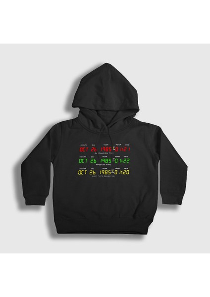 Unisex Çocuk Siyah Time Film Geleceğe Dönüş Back To The Future Kapüşonlu Sweatshirt