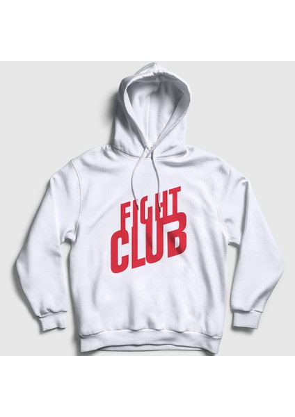 Unisex Beyaz Logo Film Dövüş Kulübü Fight Club Kapüşonlu Sweatshirt