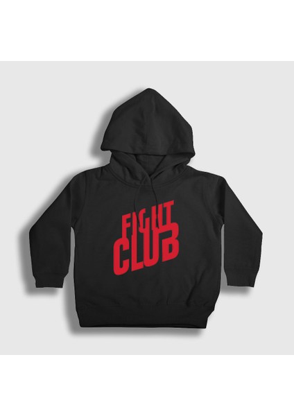 Unisex Çocuk Siyah Logo Film Dövüş Kulübü Fight Club Kapüşonlu Sweatshirt