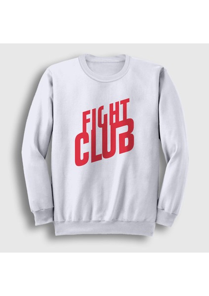 Unisex Beyaz Logo Film Dövüş Kulübü Fight Club Sweatshirt