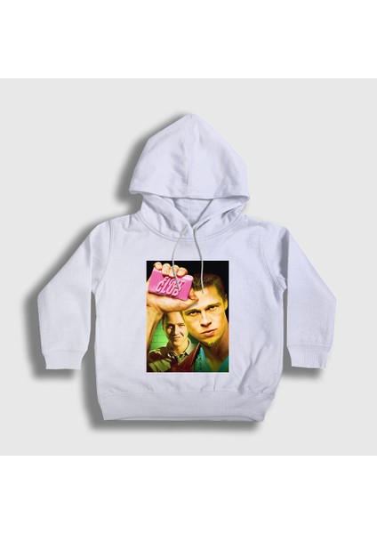 Unisex Çocuk Beyaz Cover Film Dövüş Kulübü Fight Club Kapüşonlu Sweatshirt