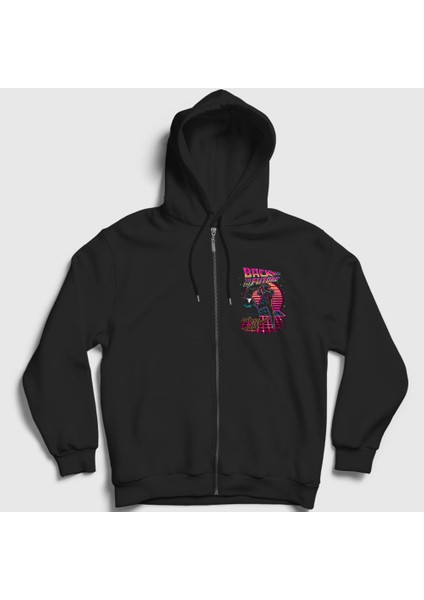 Unisex Siyah Watch Film Geleceğe Dönüş Back To The Future Fermuarlı Kapüşonlu Sweatshirt