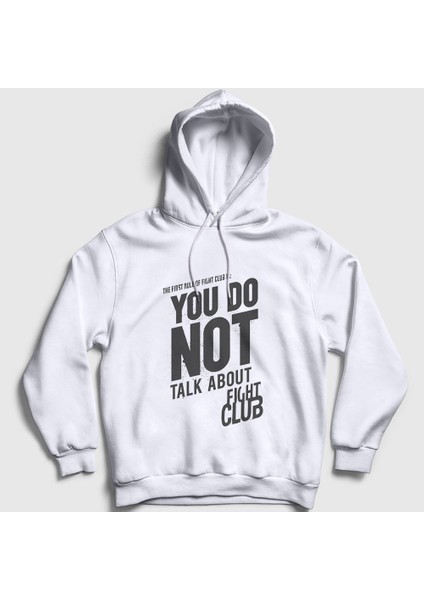 Unisex Beyaz Rule Film Dövüş Kulübü Fight Club Kapüşonlu Sweatshirt