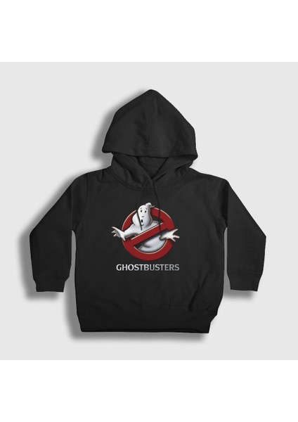 Unisex Çocuk Siyah Logo Film Hayalet Avcıları Ghostbusters Kapüşonlu Sweatshirt