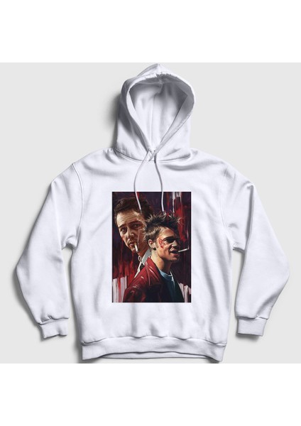 Unisex Beyaz Tyler Film Dövüş Kulübü Fight Club Kapüşonlu Sweatshirt