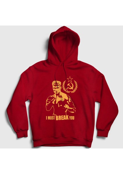 Unisex Kırmızı Soviet ivan Drago Film Rocky Kapüşonlu Sweatshirt