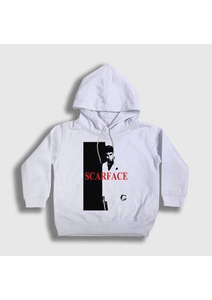 Unisex Çocuk Beyaz Cover Film Scarface Kapüşonlu Sweatshirt