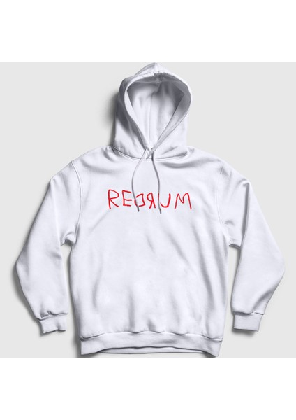 Unisex Beyaz Redrum Film The Shining Kapüşonlu Sweatshirt