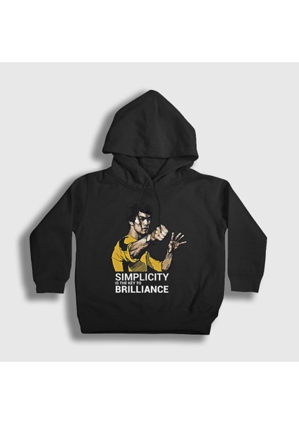 Unisex Çocuk Siyah Brilliance Bruce Lee Kapüşonlu Sweatshirt