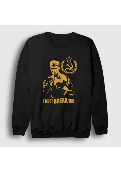 Unisex Siyah Soviet ivan Drago Film Rocky Sweatshirt