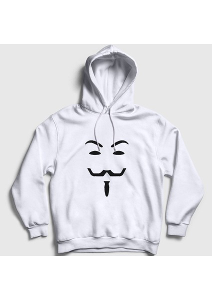 Unisex Beyaz Mask Film V For Vendetta Kapüşonlu Sweatshirt