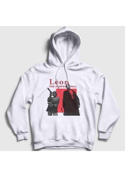 Unisex Beyaz Team Film Leon Kapüşonlu Sweatshirt