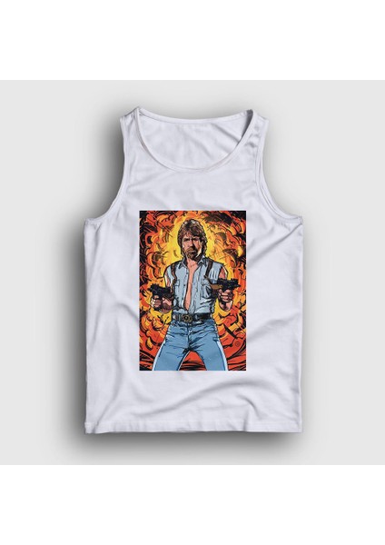 Unisex Beyaz Explosion Chuck Norris Atlet