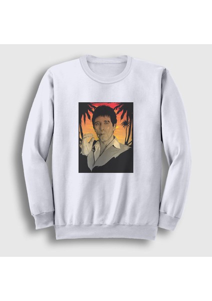 Unisex Beyaz Hawaii Film Scarface Sweatshirt