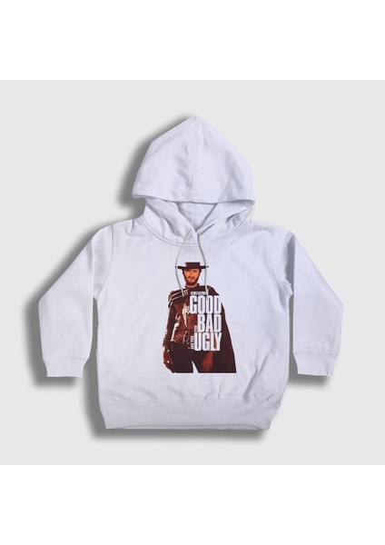 Unisex Çocuk Beyaz Clint Film The Good The Bad And The Ugly Kapüşonlu Sweatshirt