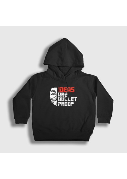 Unisex Çocuk Siyah Bulletproof Film V For Vendetta Kapüşonlu Sweatshirt