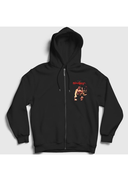 Unisex Siyah Bloodsport Film Jean Claude Van Damme Fermuarlı Kapüşonlu Sweatshirt