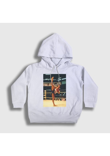Unisex Çocuk Beyaz Kickboxer Film Jean Claude Van Damme Kapüşonlu Sweatshirt
