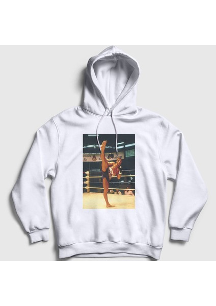 Unisex Beyaz Kickboxer Film Jean Claude Van Damme Kapüşonlu Sweatshirt