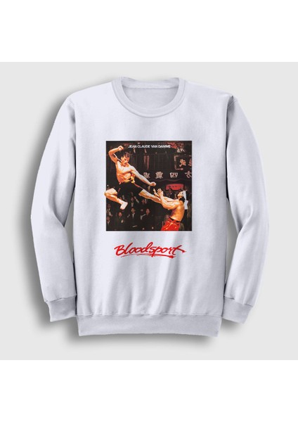 Unisex Beyaz Bloodsport V3 Film Jean Claude Van Damme Sweatshirt