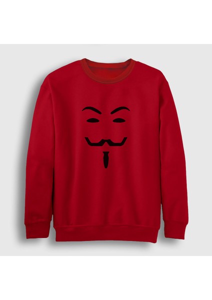 Unisex Kırmızı Mask Film V For Vendetta Sweatshirt
