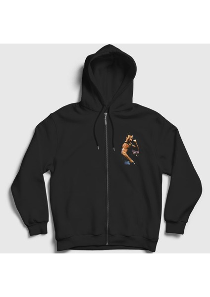 Unisex Siyah Lionheart Film Jean Claude Van Damme Fermuarlı Kapüşonlu Sweatshirt