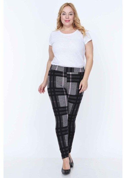 Desenli Esnek Büyük Beden Tayt 3A-0770