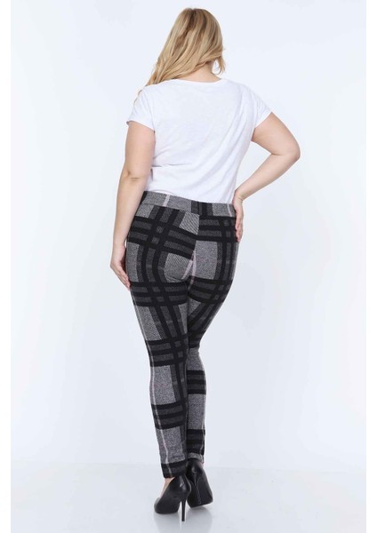 Desenli Esnek Büyük Beden Tayt 3A-0770 modelleri