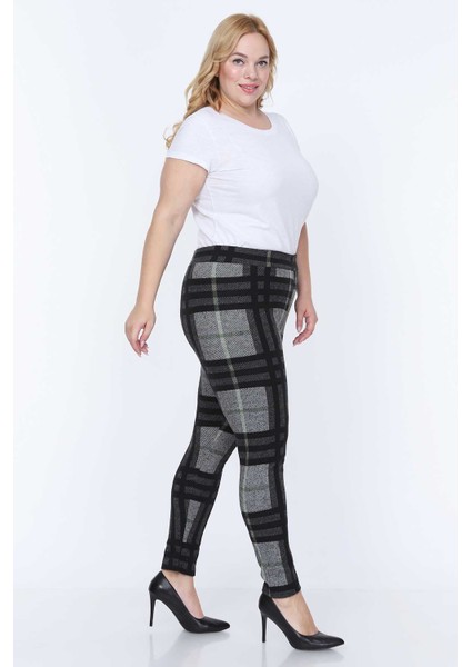 Desenli Gri Esnek Büyük Beden Tayt 4A-0772 fiyatları