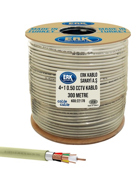 Cable Cable Kamera Kablosu Gold 4+1 Cctv 0.50 300MT Erk Yerli