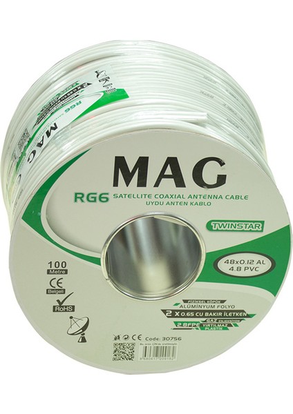 RG59 Fa Mini Mag Dual Bitişik Anten Kablo 48 Tel (100 Metre)
