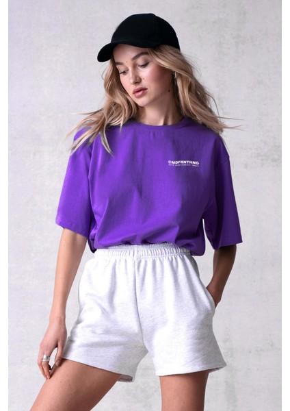 Mad Girl Mor Baskılı Tişört MG1197